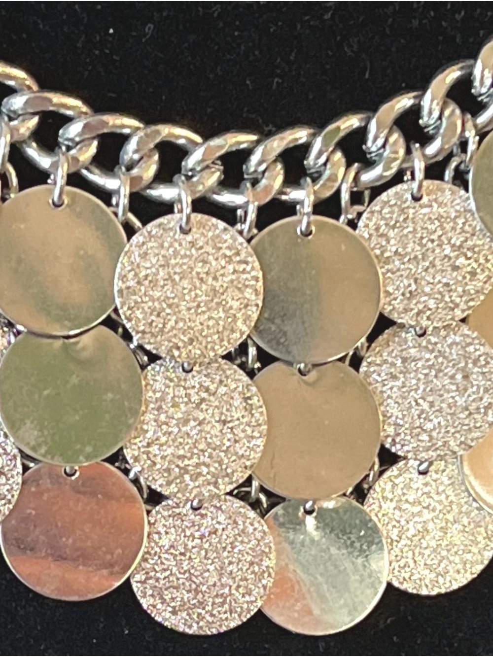 Layered Silver Disc Necklace - Women Jewelry - Picture 2 of 5